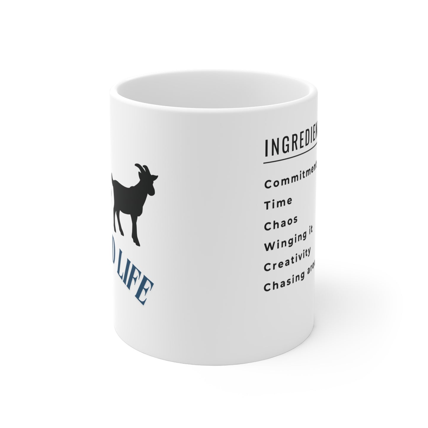 Homestead Life Mug 11oz with ingredients list
