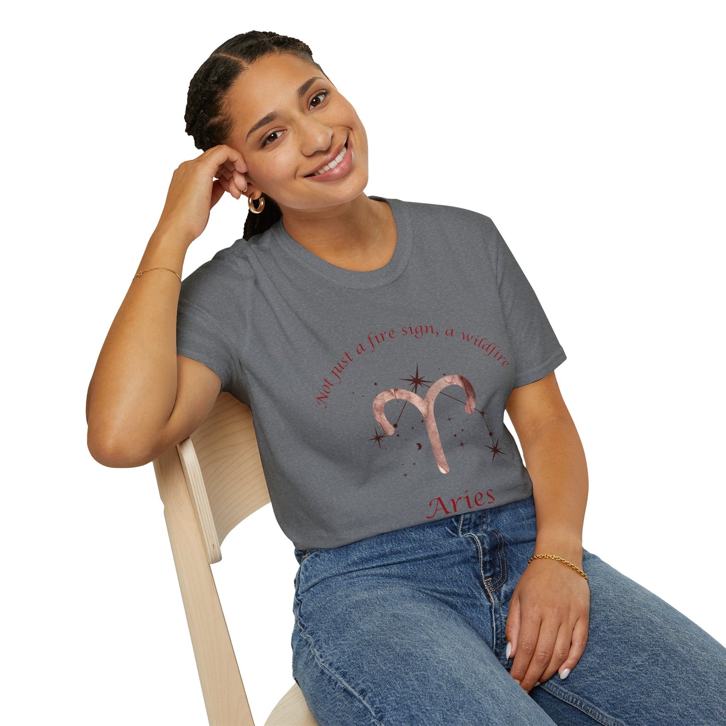 Aries Zodiac T-Shirt, Astrology Tee, Unisex Horoscope Shirt, Celestial Graphic Top, Gifts for Aries, Birthday "Not just a fire sign, a wildfire"