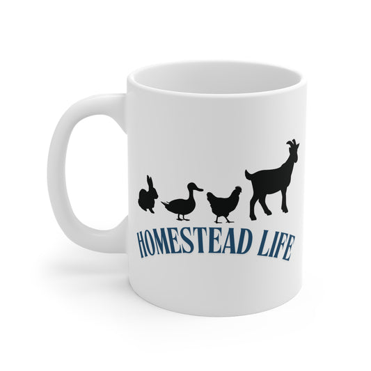 Homestead Life Mug 11oz with ingredients list
