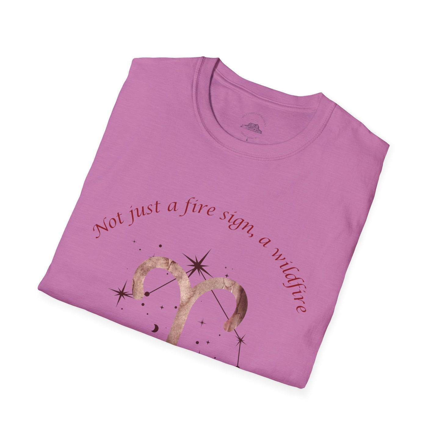 Aries Zodiac T-Shirt, Astrology Tee, Unisex Horoscope Shirt, Celestial Graphic Top, Gifts for Aries, Birthday "Not just a fire sign, a wildfire"